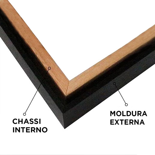 01 Moldura Canaleta Flutuante Madeira 30x40cm Com Chassis