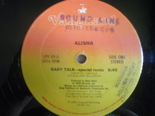 Remix En Vinyl 12'' Importado De Alisha - Baby Talk (1985)