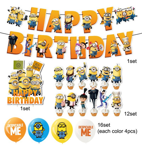 Kit De Decoracion Fiesta Cumpleaños Globos Los Minions