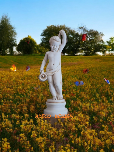 Adorno Estatua De Cemento Niño Para Fuente