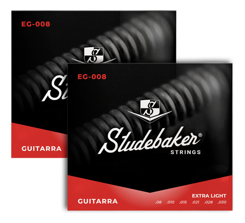 Kit 2 Encordoamento Guitarra Studebaker Strings 08 Light