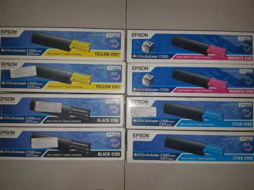 Set 4 Toner Original Epson Aculaser C1100 Cx11 4 Colores 