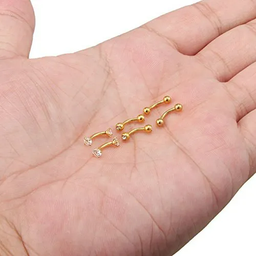Conjunto De 3 Pares De Piercings De Barra Curva Con Bola De