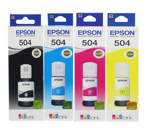 Imagem 1 de 7 de Kit 4 Refil Tinta T504 Epson L4150 L4160 L6161 L6191 L6171