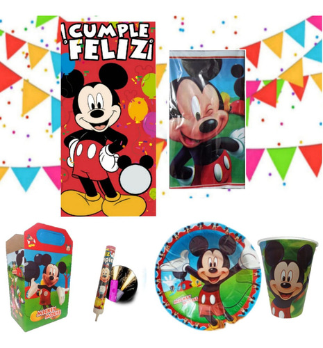 Mickey Mouse Paquete Fiesta Articulos Kit Set Niños Plato 