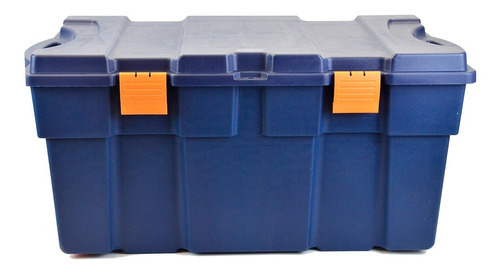 Baúl Caja Organizadora Plástico 130 Lts Tapa Bisagra Color Azul Petróleo Toybox
