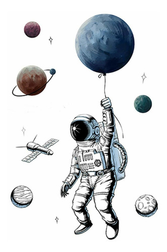 Calcomanías De Pared De Astronauta, 3d Planet Universe...