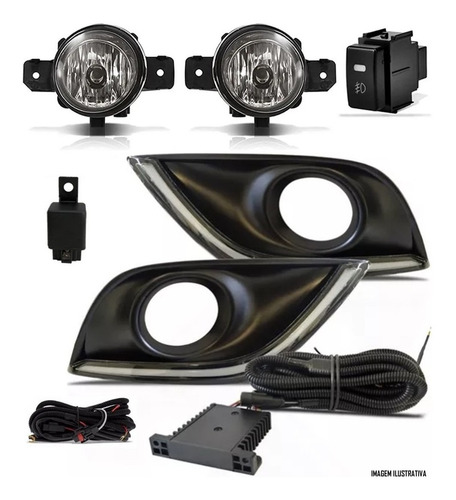 Kit Farol Milha Neblina Versa 2015 À 2020 Led Drl + Kit Led