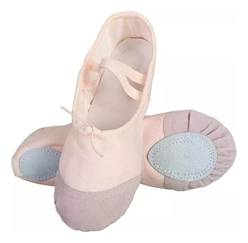 3pc Zapatillas De Ballet Niña Media Punta Lona Y Gamuza Yoga