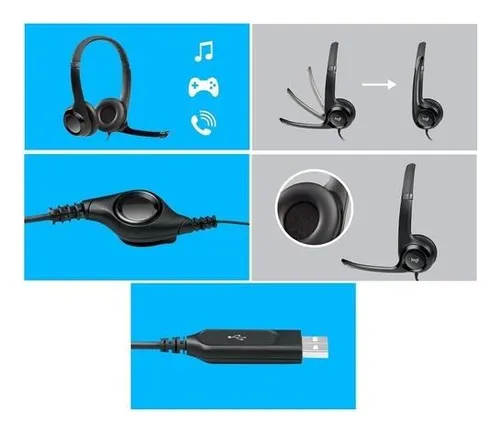 Auriculares Logitech H390 Microfono Usb 1,9 M Negro