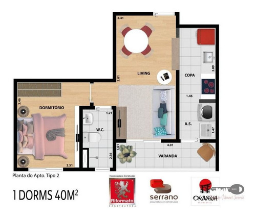 Imagem 4 de 7 de Apartamento Em Vila Nova Manchester, São Paulo/sp De 49m² 2 Quartos À Venda Por R$ 270.000,00 - Ap2173633-s