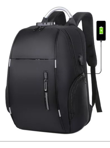 LeBag Mochila Masculina Executiva Resistente À Água Antifurto Tsa Cor Preto Desenho do tecido Liso