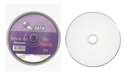 10 Bdr Midia Virgem Bluray Dual Layer Mr Data Printable 50gb