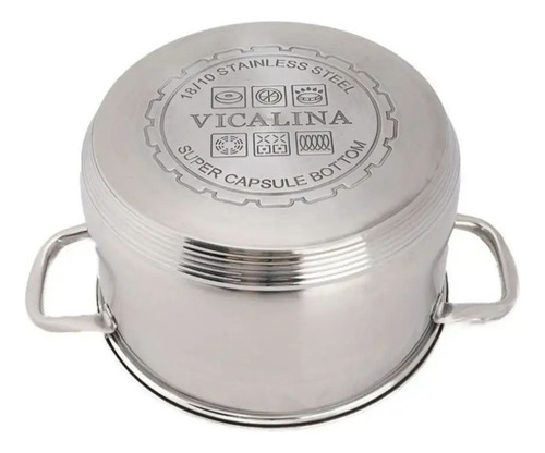 Olla Cacerola De Acero Con Tapa Vicalina Vl-7016 8,5lts 26cm