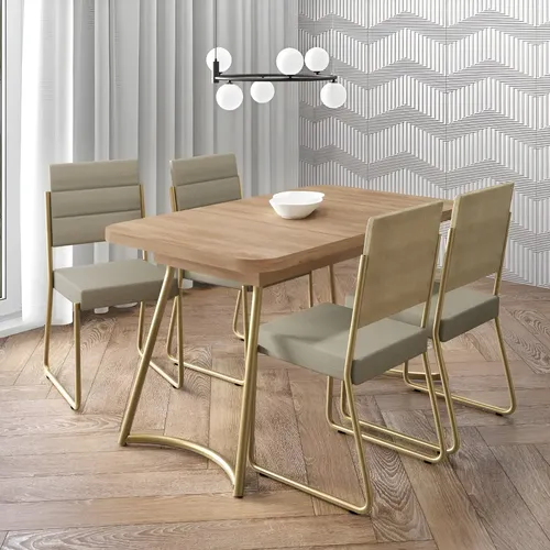 Oferta: Conjunto Sala de Jantar 4 Cadeiras Charlotte Carraro (Dourado) - Miniatura 2