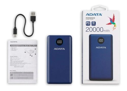 Power Bank 20000mah P20000q Bateria Portatil Tipo C Adata