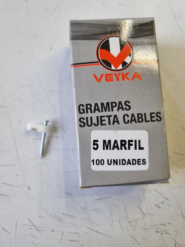 Caja 100 Unidades Grampa Veyka Nº5 Marfil Sujeta Cable Ubid