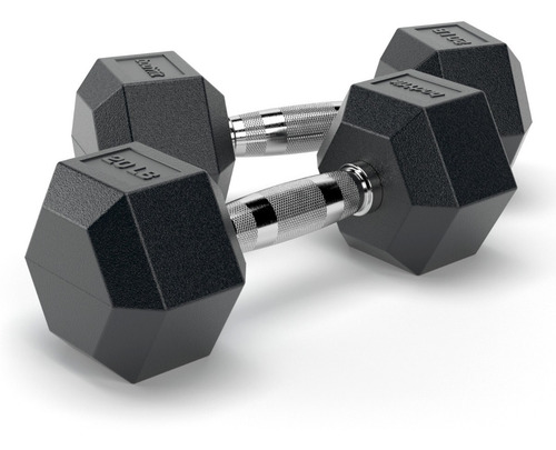 Imagen 1 de 9 de Un Par Mancuernas Pesas Hexagonal Recubierta 20lb 9.07kgs