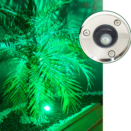 Balizador Spot Led Embutir Chao Para Solo 1w Prova D'água Cor da cúpula Prateado Cor da estrutura Verde