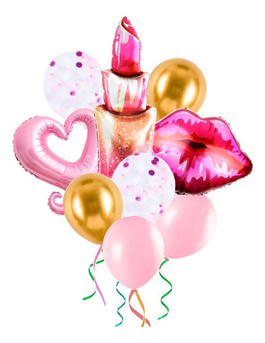 Kit Set Globo Beso Labial Chicas Feliz Cumpleaño Estrella