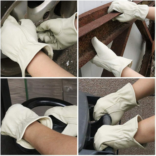 2 Pares De Guantes De Trabajo De Cuero Con Palma Reforzada P