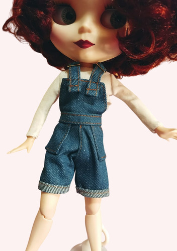 Ropa Para Muñeca Neo Blythe Jardinero Jean Con Remera Import