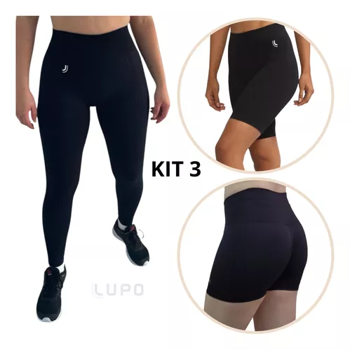 Kit 2 Calças Legging Lupo Sport Original Feminina Academia Leguin Legues  Fitness Levanta Bumbum - Preto+Azul claro