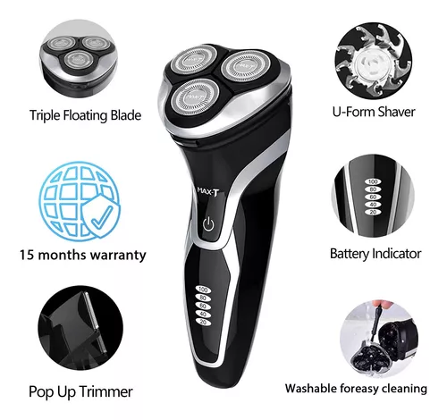  MAX-T - Afeitadora eléctrica para hombres, maquinilla de afeitar  eléctrica recargable rápida en húmedo y seco con recortadora desplegable y  pantalla LED, IPX7 100% impermeable (8101 con cargador adaptador) : Belleza