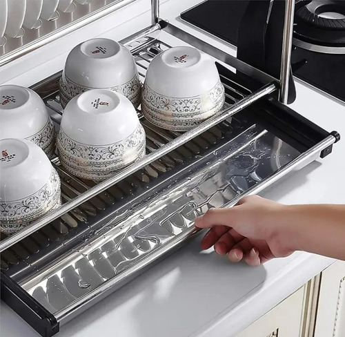 Imagen 3 de 10 de Escurridor Platos Acero Inoxidable 2 Pisos Con Bandeja