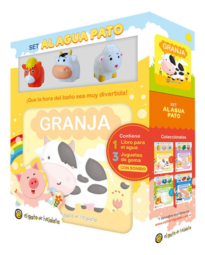 Set Al Agua Pato Granja - Libro Y Tres Juguetes Para El Baño