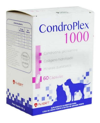 Suplemento Alimentar P/cães E Gatos 60 Caps Condroplex 1000