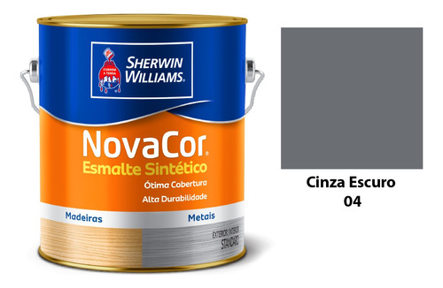 Esmalte Sintético Novacor 3,6l Alto Brilho Cores Cor Cinza Escuro