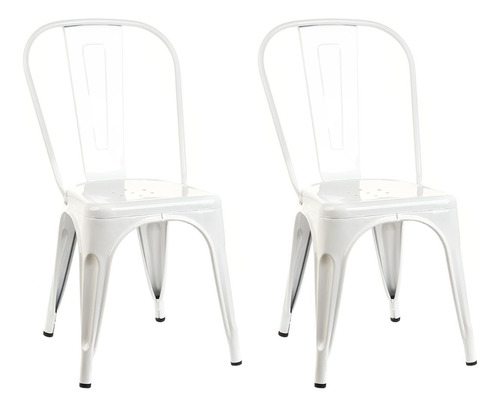 Kit 2 Cadeiras Tolix Aço Reforçado Industrial De Jantar. Cor Da Estrutura Da Cadeira Branco
