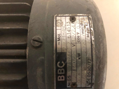 Motor Eléctrico Brown Boveri 0,6 Hp 220/440v Y 1720 Rpm (Usado)