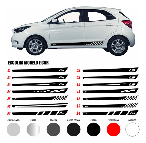 Adesivos Faixas Laterais Novo Ford Ka Hatch Sedan Kit