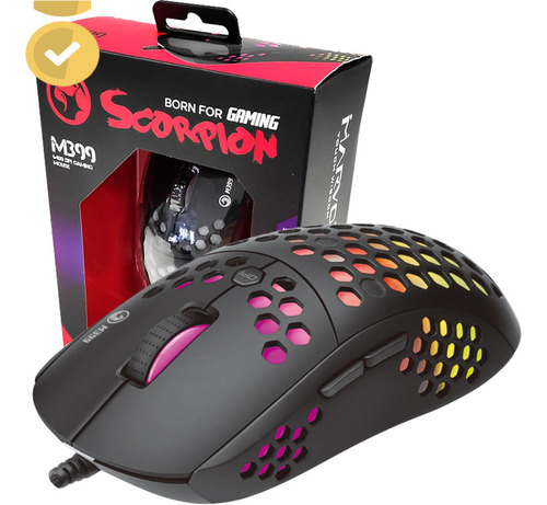 Mouse Optico Gamer Marvo 6400dpi 6 Botones 3d Led De Colores