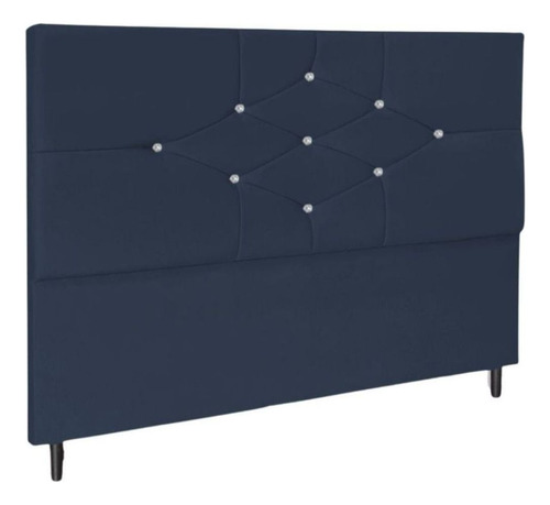 Cabeceira Estofada Cama 140 Cm Virgínia Suede Azul Marinho Cor Azul-marinho