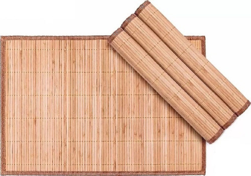 Jogo Americano Bambu Mesa 4 Peças Caramelo Com Viés 30 X 45