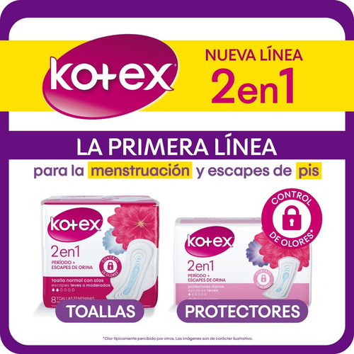 Toalla Femenina 2 En 1 Kotex Duo X 8 Unidades