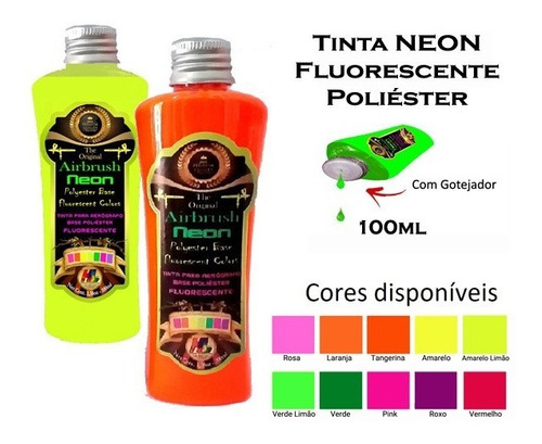 Tinta Fluorescente (neon) Automot P Aerografia 3 Unid 100ml