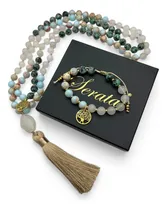 Comprar Collar Japamala Meditación Turquesa Africana Blanca Serata Turquesa Africana Piedra Blanca