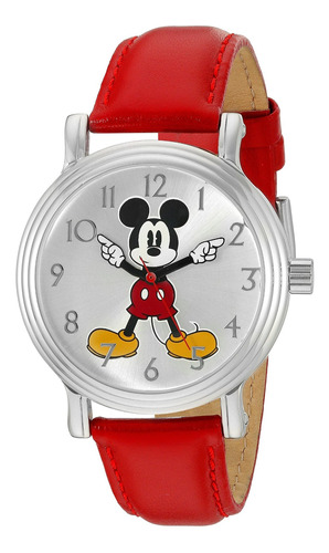 Reloj Mujer Disney W002758 Cuarzo Pulso Rojo En Cuero