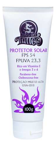 Protetor Solar Fps 54 100g  Alta Proteção Para Pele Tatuada