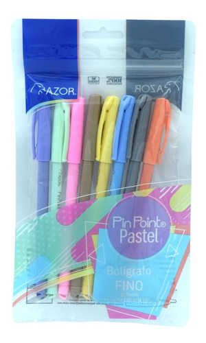 Boligrafo Pin Point Punto Fino Colores Pastel Cont. 8 Piezas