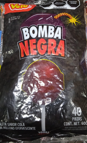 Bombas Negra Paleta 120 Pz Vero Refresco Cola Efervescente