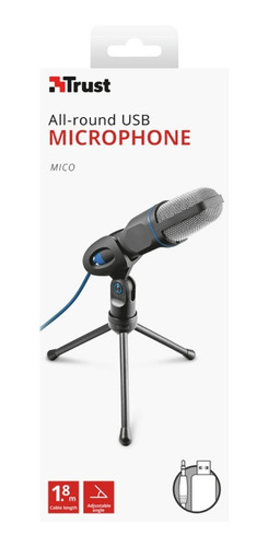Microfono Trust Mico Con Tripode Plug 3,5mm Usb Color Negro