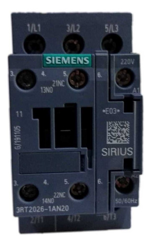 Contactor Siemens 25amps B-220vac S0 C-1na+1nc Sku: 3rt2026-