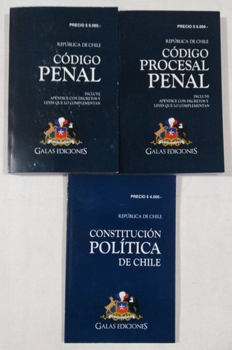 Pack 3 Libros De Leyes Penal. Procesal Penal. Constitucion