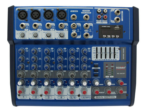 Mezcladora Romms 8ch. Usb/sd/bt/fx Mod. Mx-802bt