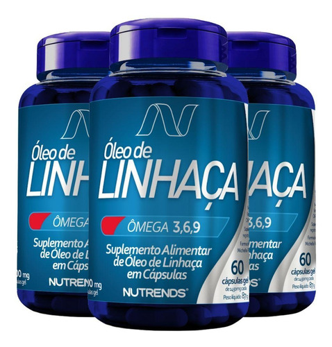 Kit 3x Óleo De Linhaça 1000mg 60 Cápsulas - Nutrends